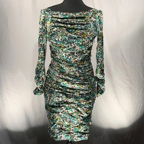 Diane Von Furstenberg | Dresses | Dvf Silk Long Sleeve Rouched Dress Green  Floral Sz 6 Lined Dianevonfurstenberg | Poshmark
